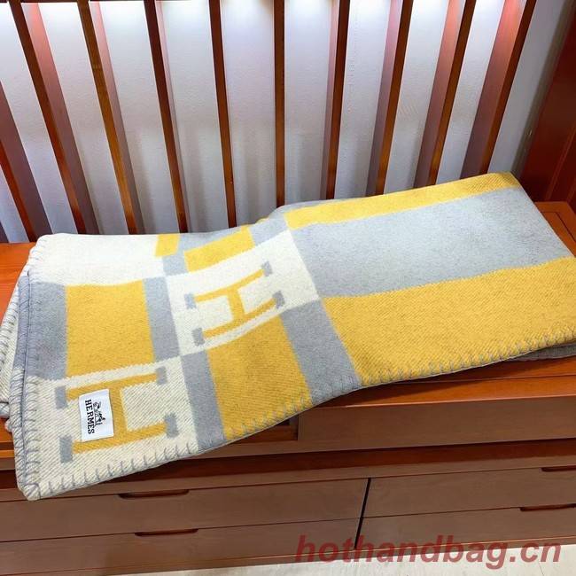 Hermes Lambswool & Cashmere Shawl & Blanket 71155 yellow