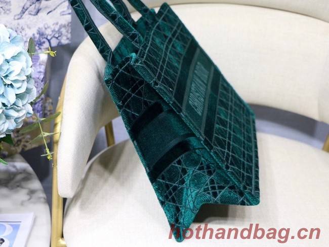DIOR BOOK TOTE green Cannage Embroidered Velvet M1287Z