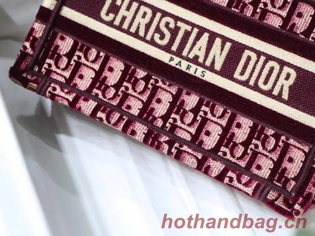 MINI DIORAMOUR DIOR BOOK TOTE Burgundy Cannage Embroidered Velvet S5475ZB
