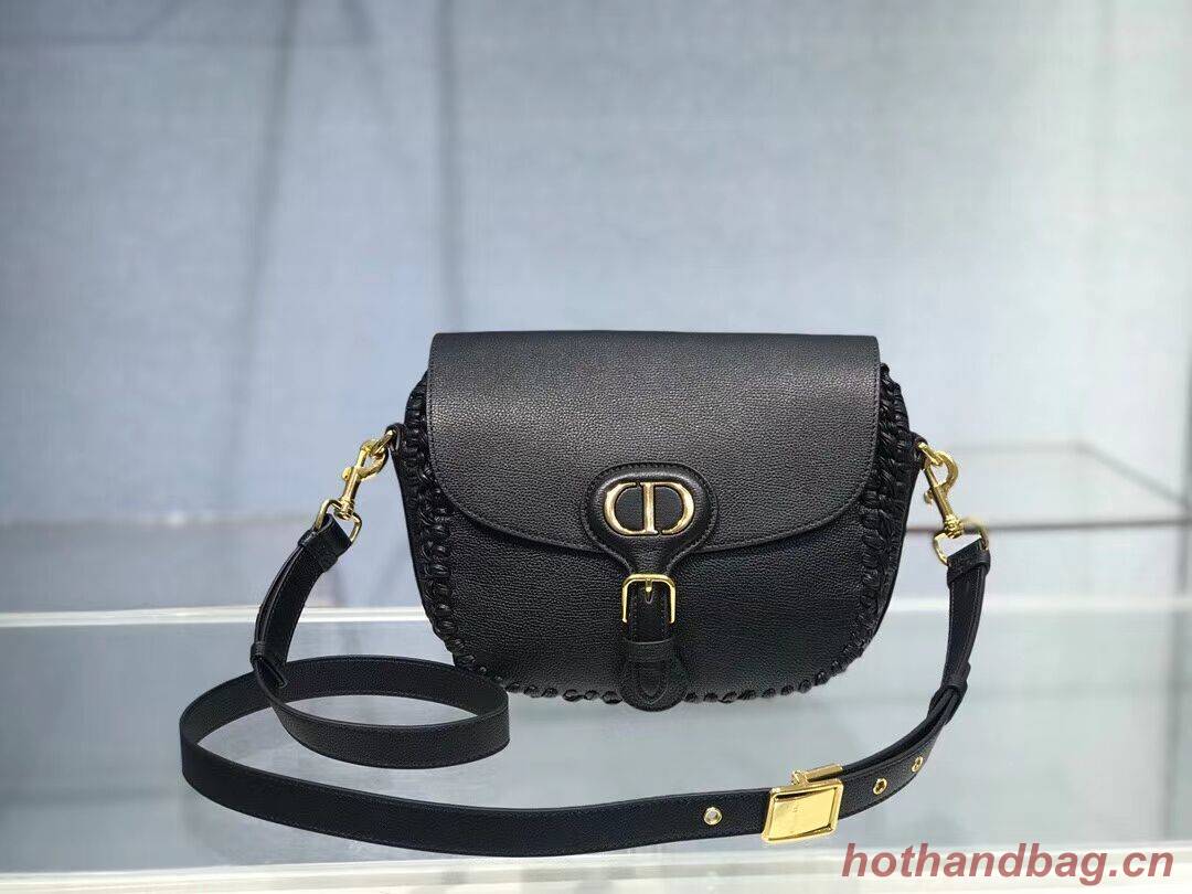 MEDIUM DIOR BOBBY BAG Black Grained Calfskin with Whipstitched Seams M9319UB