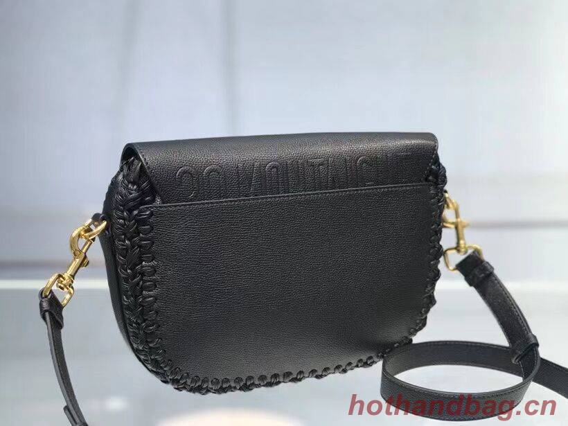 MEDIUM DIOR BOBBY BAG Black Grained Calfskin with Whipstitched Seams M9319UB