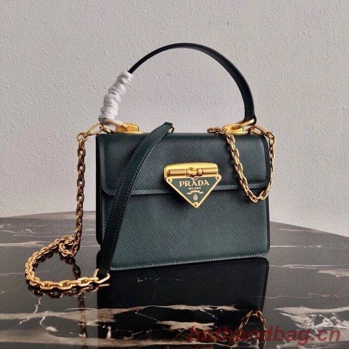 Prada Saffiano leather Prada Symbole bag 1BN021 blackish green