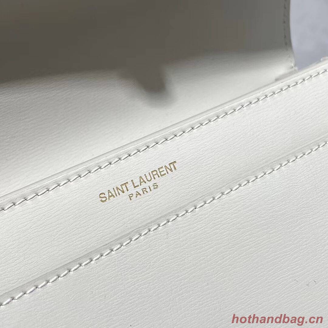 Yves Saint Laurent Calfskin Leather Shoulder Bag Y422906L white