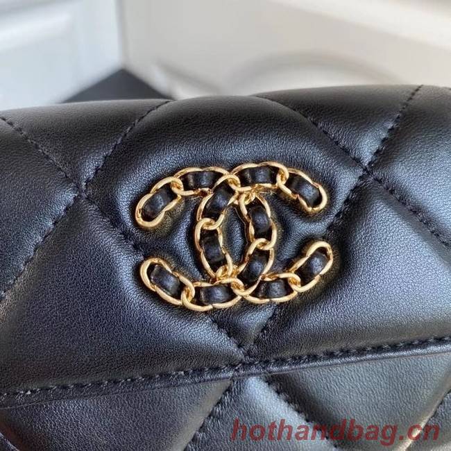 chanel 19 flap coin purse with chain AP1787 black