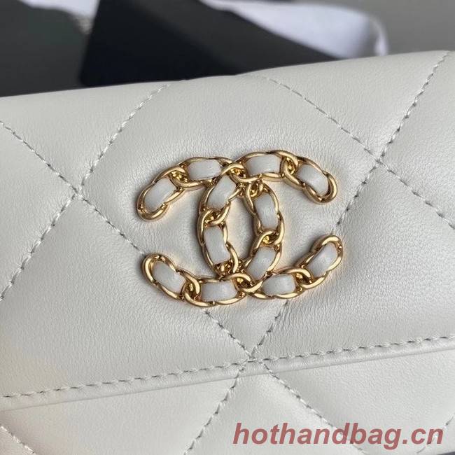 chanel 19 flap coin purse with chain AP1787 white