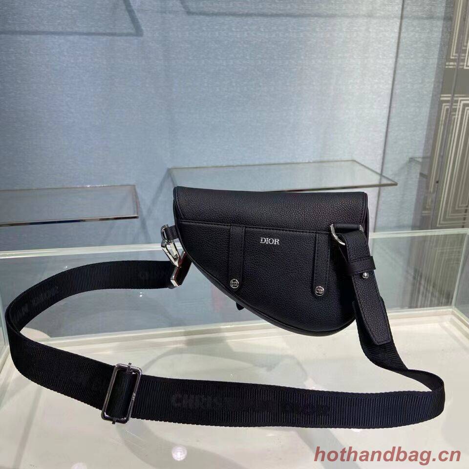 Dior SADDLE BELT POUCH Black Grained Calfskin C2109