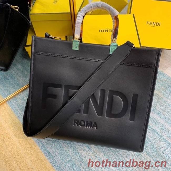 FENDI SUNSHINE MEDIUM black leather shopper 8BH386A