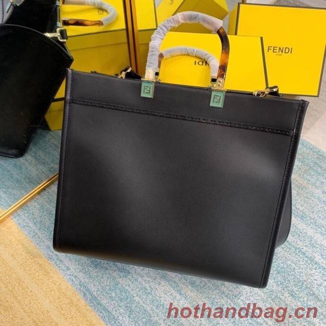 FENDI SUNSHINE MEDIUM black leather shopper 8BH386A