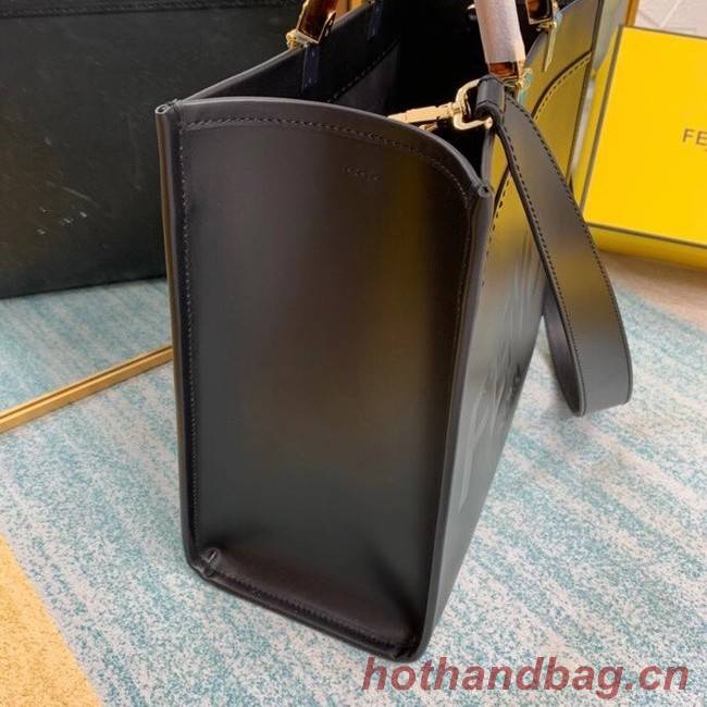 FENDI SUNSHINE MEDIUM black leather shopper 8BH386A