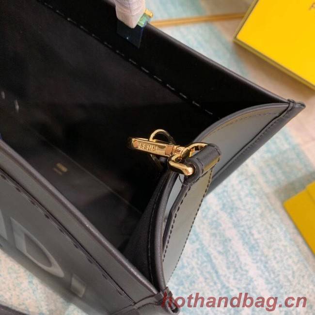 FENDI SUNSHINE MEDIUM black leather shopper 8BH386A