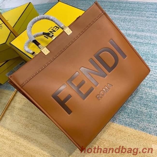 FENDI SUNSHINE large brown leather shopper 8BH387A