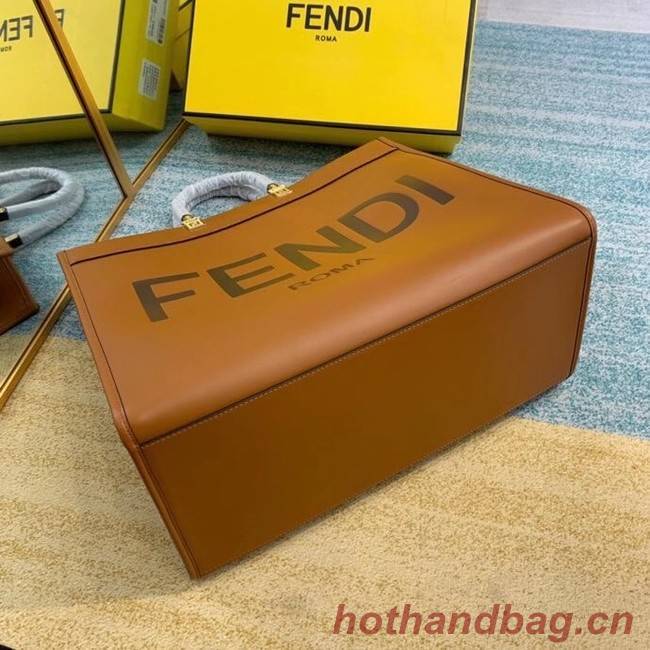 FENDI SUNSHINE large brown leather shopper 8BH387A