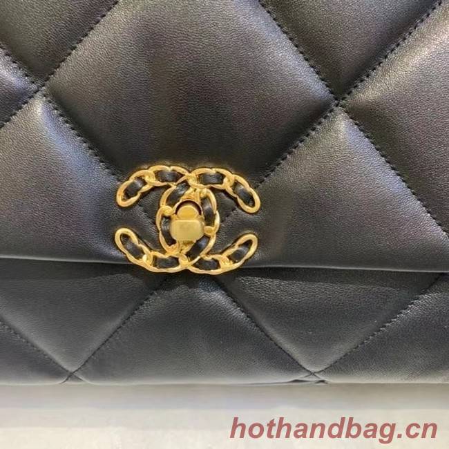 chanel 19 large flap bag AS1162 black