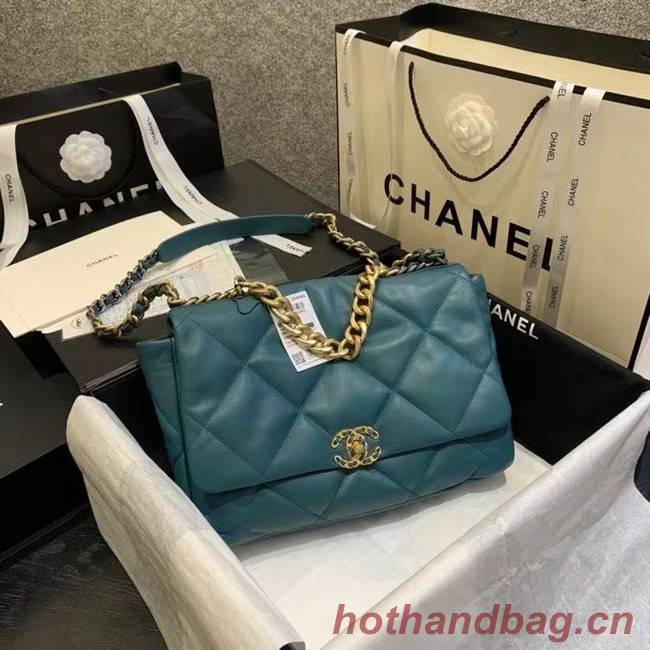 chanel 19 large flap bag AS1162 blue