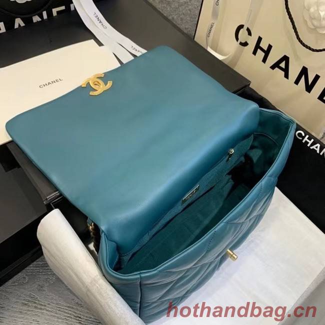 chanel 19 large flap bag AS1162 blue