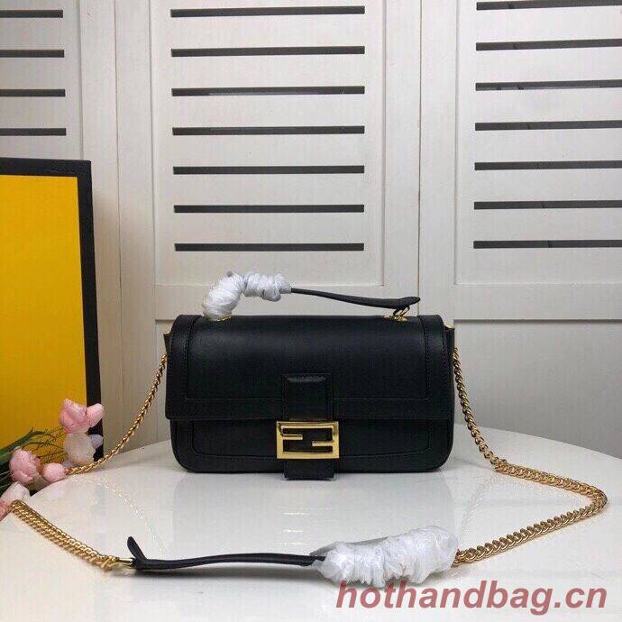 FENDI BAGUETTE CHAIN Black nappa leather bag 8BR783A