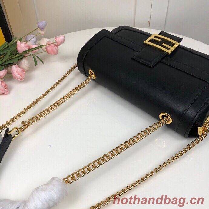 FENDI BAGUETTE CHAIN Black nappa leather bag 8BR783A