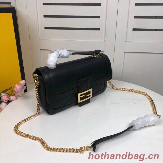 FENDI BAGUETTE CHAIN Black nappa leather bag 8BR783A