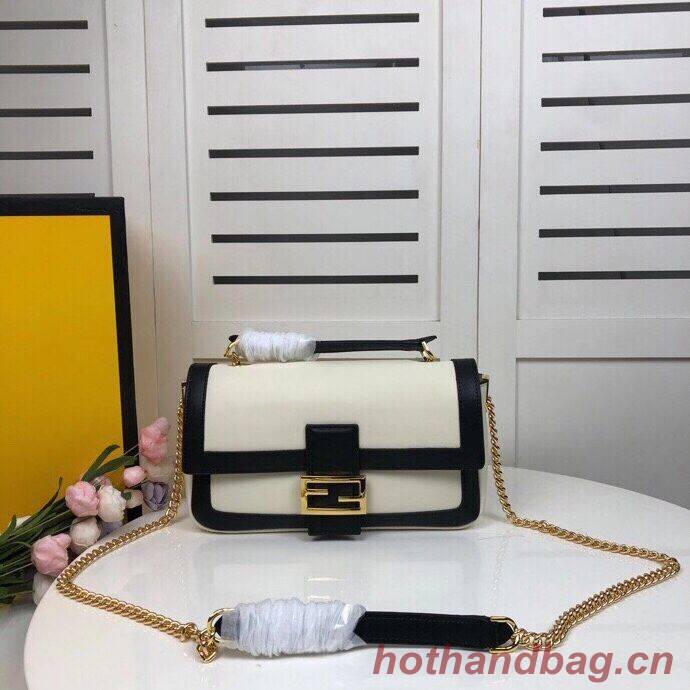 FENDI BAGUETTE CHAIN Black and white nappa leather bag 8BR783A