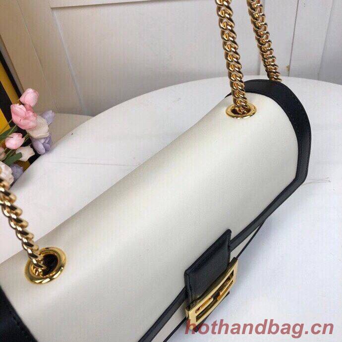 FENDI BAGUETTE CHAIN Black and white nappa leather bag 8BR783A