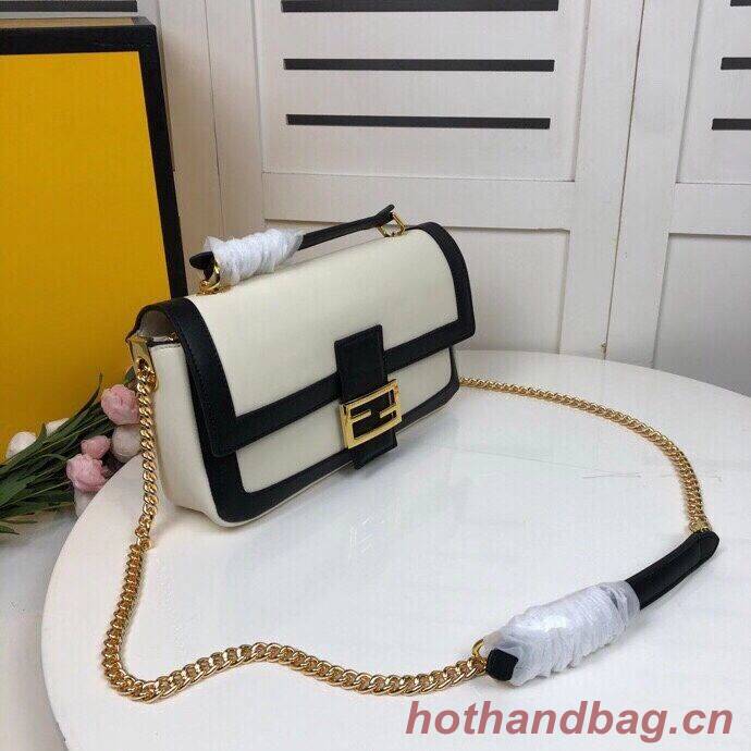 FENDI BAGUETTE CHAIN Black and white nappa leather bag 8BR783A