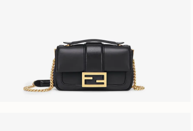 FENDI MINI BAGUETTE CHAIN Black nappa leather bag 8BS045A