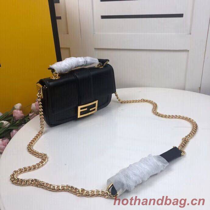 FENDI MINI BAGUETTE CHAIN Black nappa leather bag 8BS045A