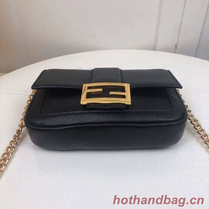 FENDI MINI BAGUETTE CHAIN Black nappa leather bag 8BS045A