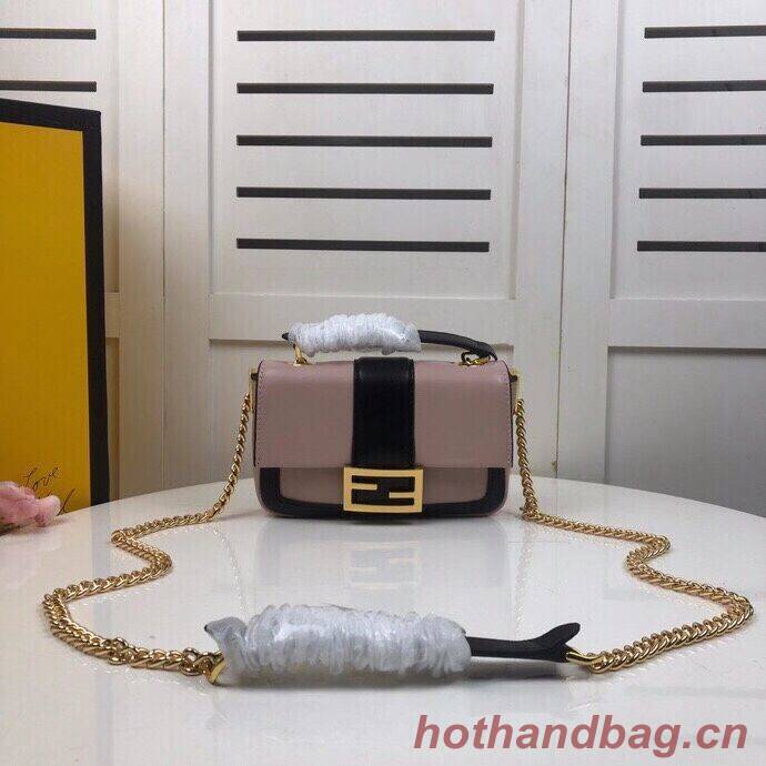 FENDI MINI BAGUETTE CHAIN Pink and black nappa leather bag 8BS045A