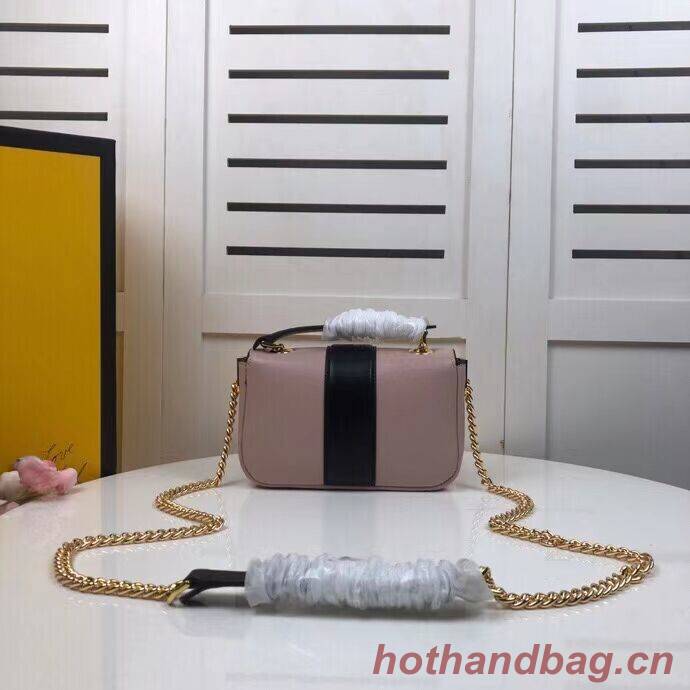 FENDI MINI BAGUETTE CHAIN Pink and black nappa leather bag 8BS045A