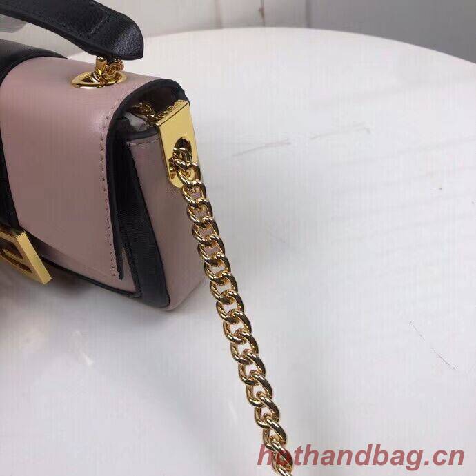 FENDI MINI BAGUETTE CHAIN Pink and black nappa leather bag 8BS045A