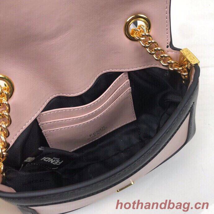 FENDI MINI BAGUETTE CHAIN Pink and black nappa leather bag 8BS045A