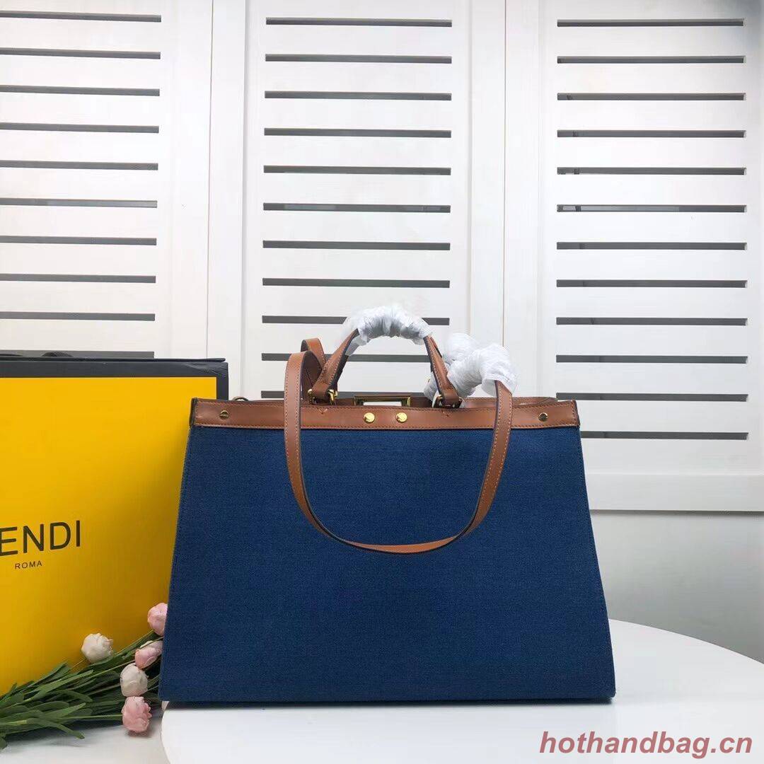 FENDI PEEKABOO X-TOTE canvas bag 8BH374A brown&blue