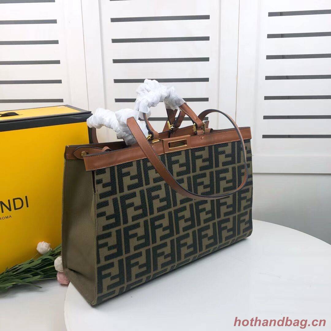 FENDI PEEKABOO X-TOTE canvas bag 8BH374A brown&green