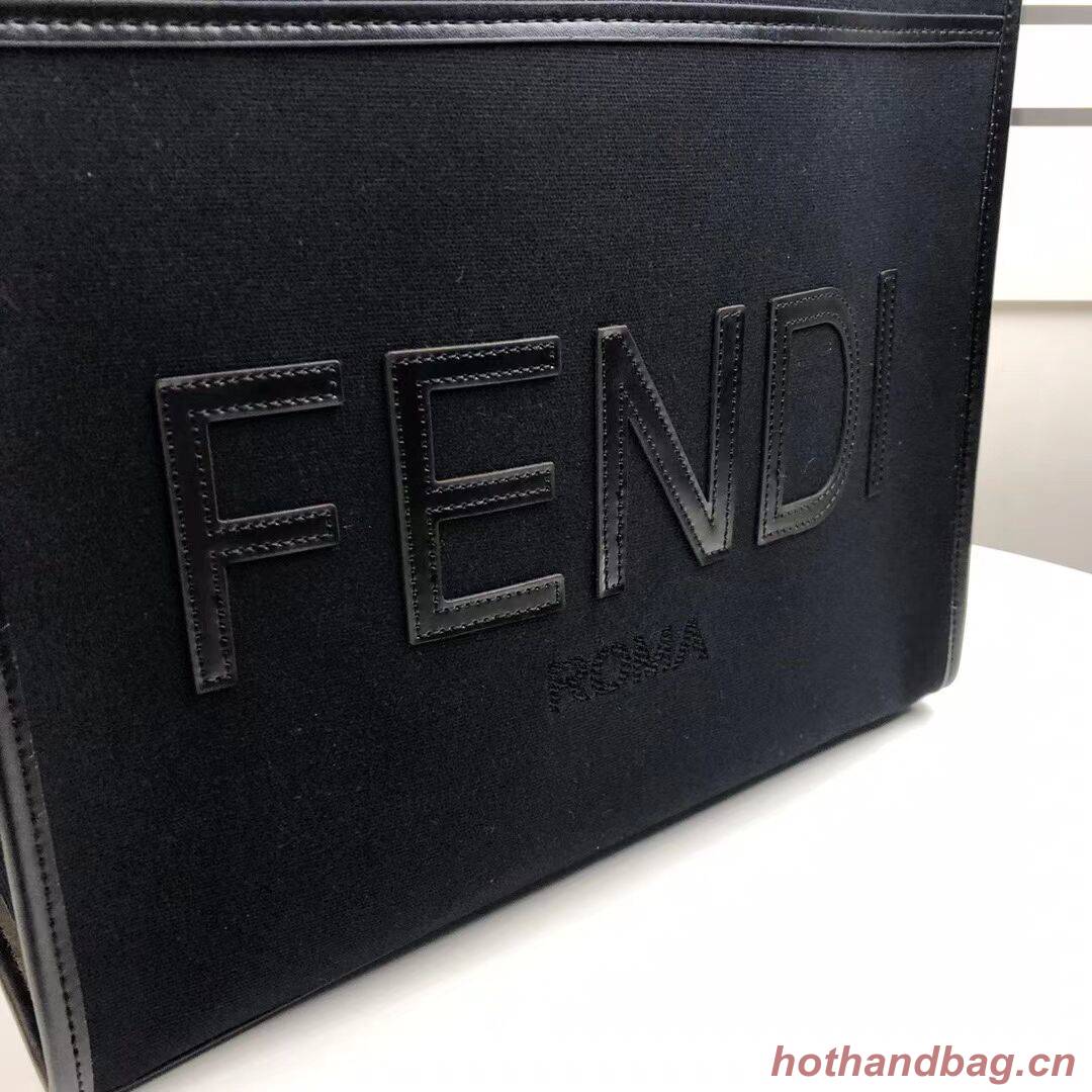 FENDI SUNSHINE LARGE flannel shopper 8BH371 black