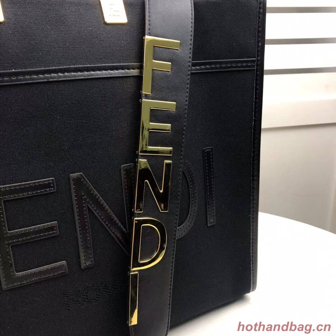 FENDI SUNSHINE LARGE flannel shopper 8BH371 black