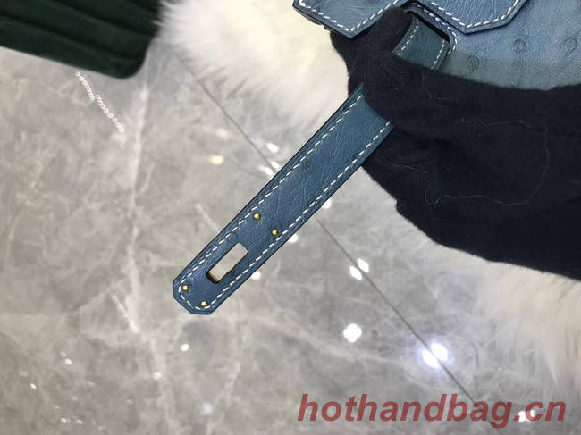 Hermes Birkin Bag Original Leather Ostrich skin HBK2530 Blue