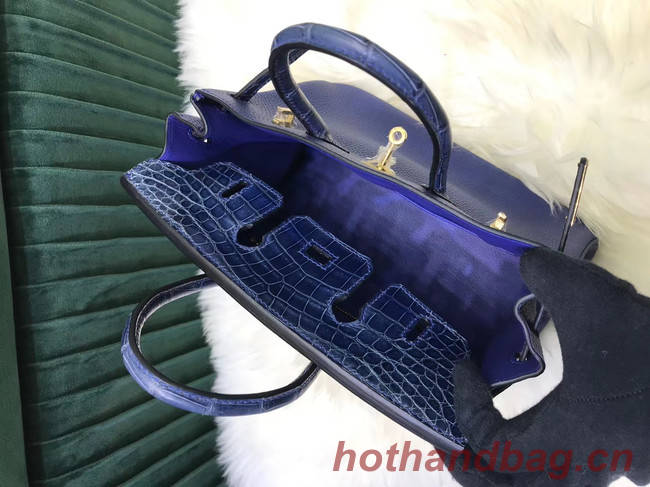 Hermes Birkin Bag Original Leather crocodile togo HBK2530 Blue