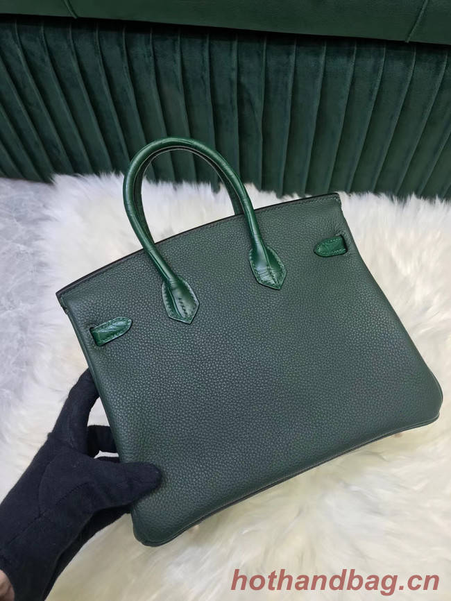 Hermes Birkin Bag Original Leather crocodile togo HBK2530 blackish green