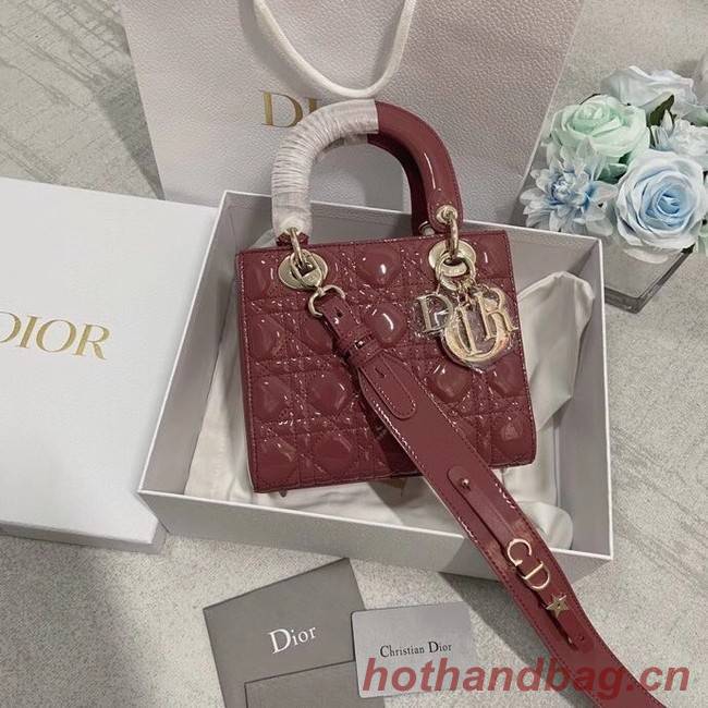 SMALL LADY DIOR BAG Rose Des Vents Patent Calfskin M0531