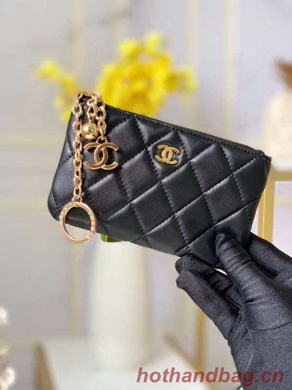 Chanel zipped wallet Goatskin AP31504-4 Black