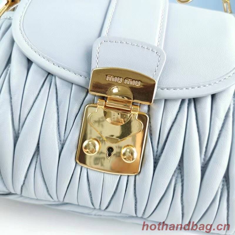 miu miu Matelasse Nappa Leather Top-handle Bag 6998 light blue