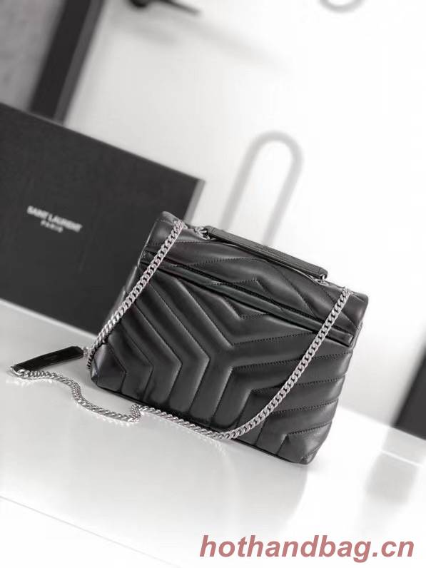 SAINT LAURENT LOULOU SMALL IN MATELASSE Y LEATHER 494699 black&Ancient silver