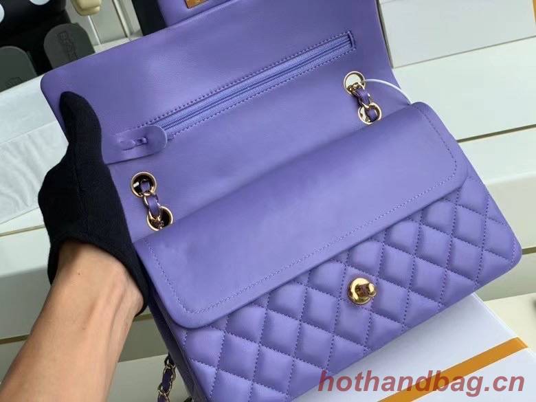 chanel classic handbag Lambskin & gold Metal A01112 Purple