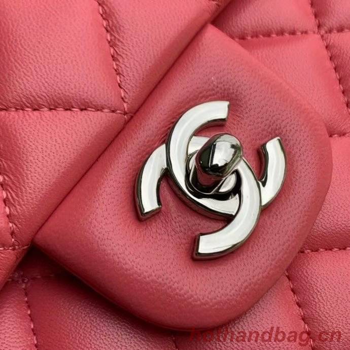 chanel classic handbag Lambskin & silver Metal A01112 pink