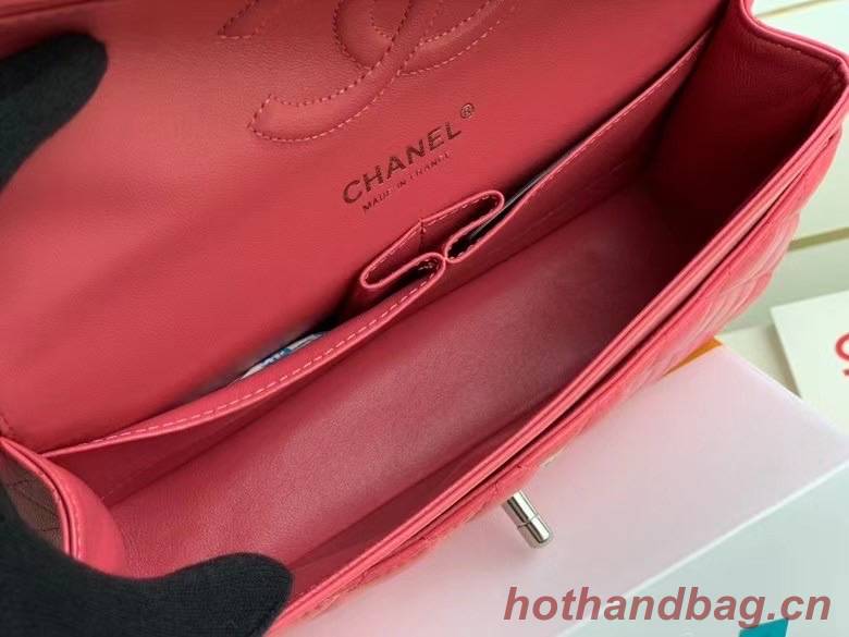 chanel classic handbag Lambskin & silver Metal A01112 pink