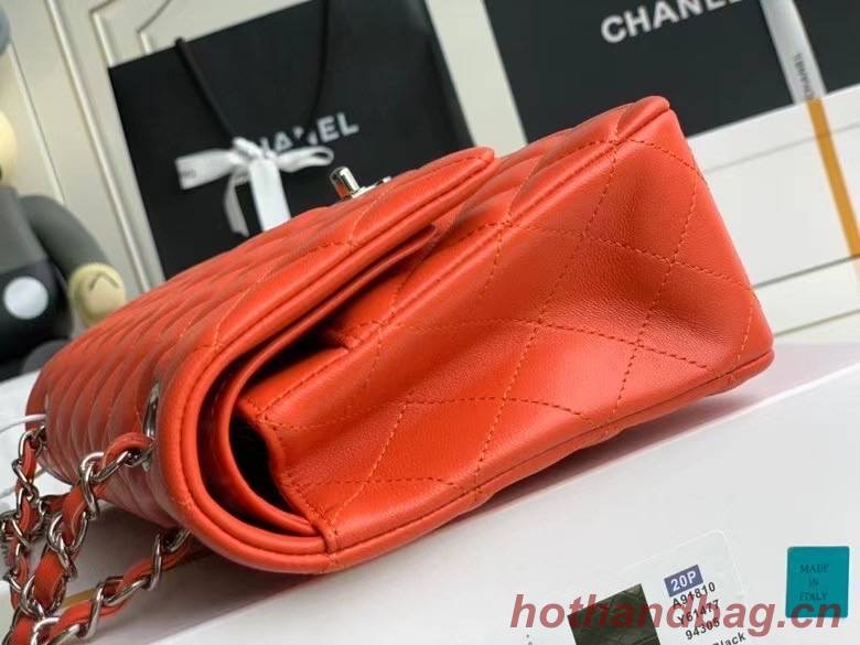 chanel classic handbag Lambskin & silver Metal A01112 red