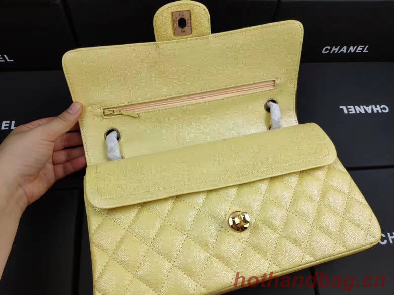 chanel flap bag Iridescent Grained Calfskin&Gold-Tone AS1112 yellow