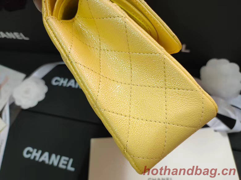 chanel flap bag Iridescent Grained Calfskin&silver Metal -Tone AS1112 yellow