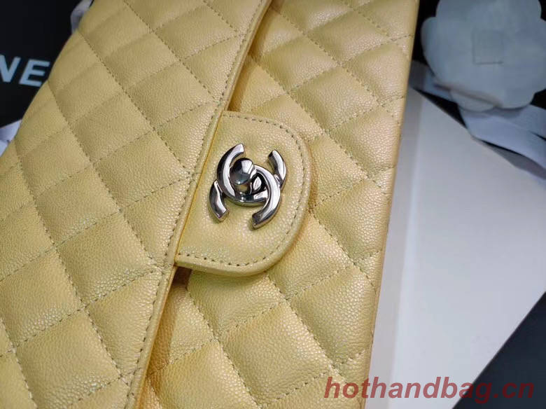 chanel flap bag Iridescent Grained Calfskin&silver Metal -Tone AS1112 yellow